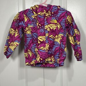 North Face Infant Girls Jacket 6-12M Pink Purple Floral Rain Windbreaker Coat